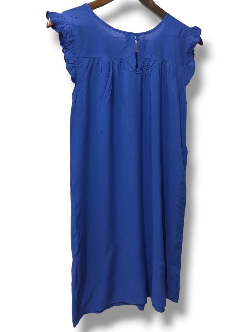 Forever 21 | NWOT Cobalt Blue Ruffle Sleeve Swing w Pockets Midi Dress (size S) - Picture 4 of 13